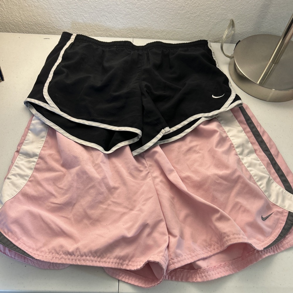Lot of 2 Nike Shorts Women's‎ LARGE Dri-Fit Lined Running Drawstring